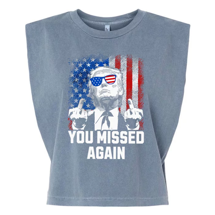 Missed Me Again Trump Golfing Second Assassination Attempt Garment-Dyed Women's Muscle Tee