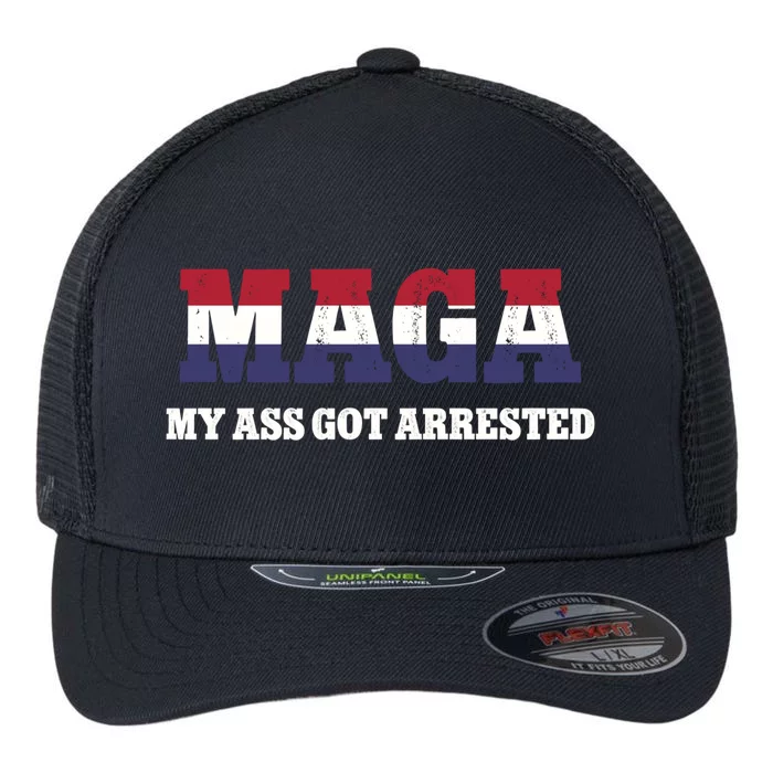 MAGA My Ass Got Arrested Funny Anti Trump Democrat Gag Flexfit Unipanel Trucker Cap