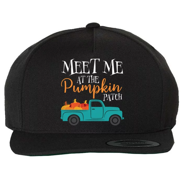 Meet Me At The Pumpkin Patch Love Fall Autumn Holiday Season Cool Gift Wool Snapback Cap