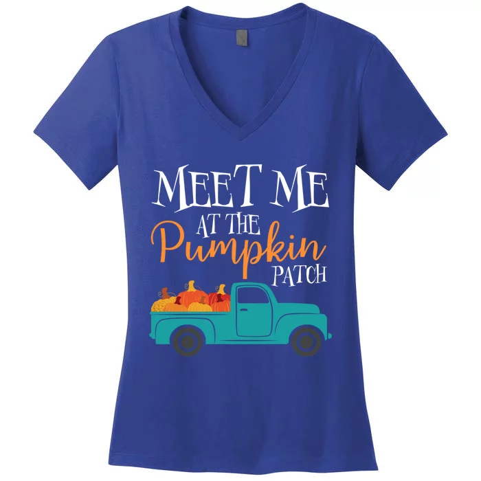 Meet Me At The Pumpkin Patch Love Fall Autumn Holiday Season Cool Gift Women's V-Neck T-Shirt