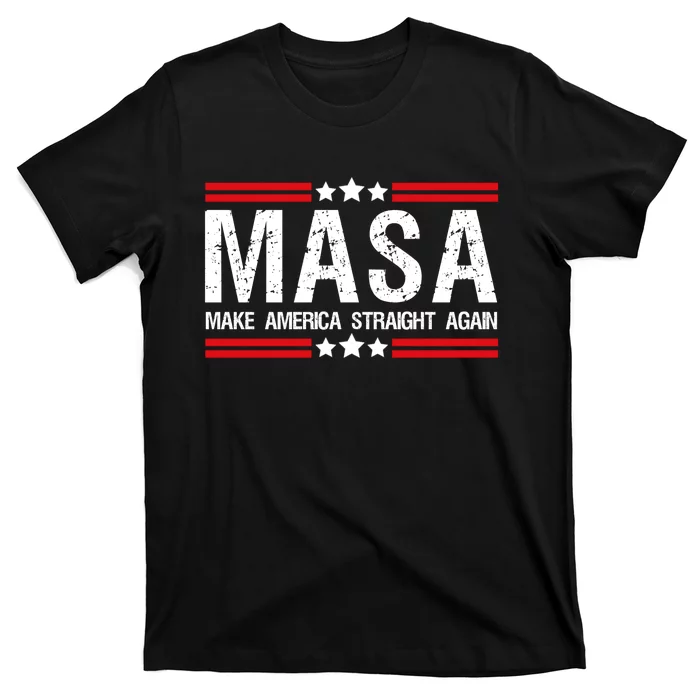 Masa Make America Straight Again Patriotic Usa Flag T-Shirt