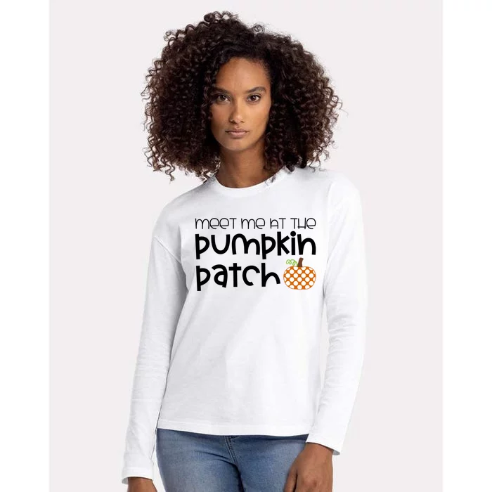 Meet Me At The Pumpkin Patch Polka Dot Fall Halloween Meaningful Gift Womens Cotton Relaxed Long Sleeve T-Shirt