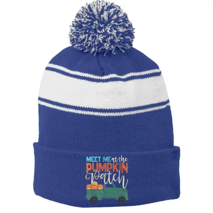 Meet Me At The Pumpkin Patch Pickup Thanksgiving Xmas Outfit Great Gift Stripe Pom Pom Beanie