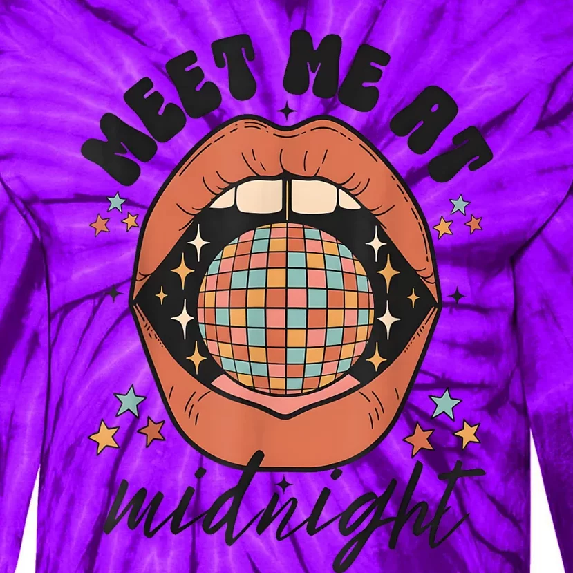 Meet Me At Midnight Funny Santa Christmas Xmas Tie-Dye Long Sleeve Shirt