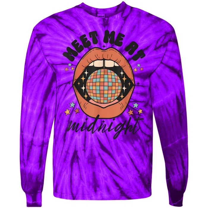 Meet Me At Midnight Funny Santa Christmas Xmas Tie-Dye Long Sleeve Shirt