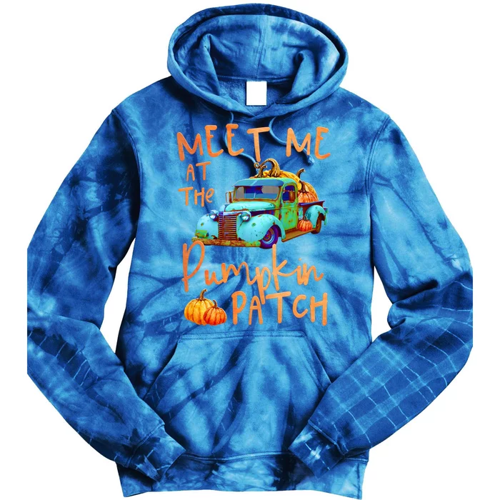 Meet Me At The Pumpkin Patch Pickup Truck Autumn Fall Gift Tie Dye Hoodie