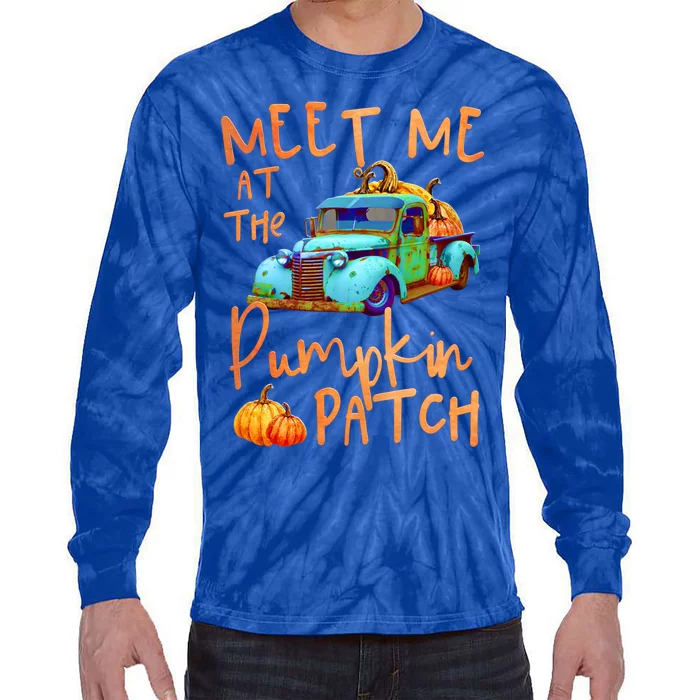 Meet Me At The Pumpkin Patch Pickup Truck Autumn Fall Gift Tie-Dye Long Sleeve Shirt