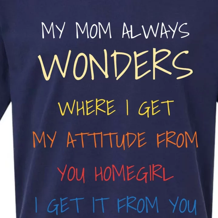 My Mom Always Wonders Where I Get My Attitude From Gift Sueded Cloud Jersey T-Shirt