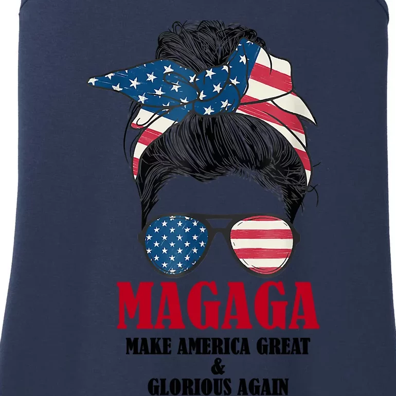 MAGAGA Make America Great And Glorious Again Messy Bun Ladies Essential Tank