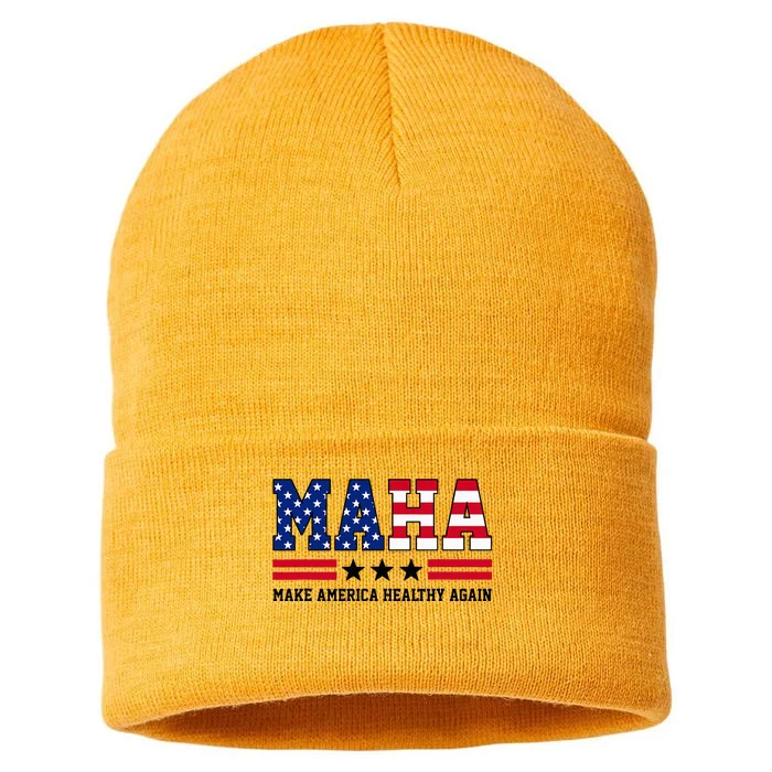 Maha Make America Healthy Again Us Patriotic Sustainable Knit Beanie