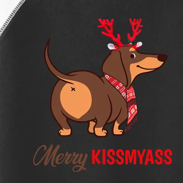 Merry My Ass Funny Christmas Reindeer Dachshund Dog Lover Toddler Fine Jersey T-Shirt