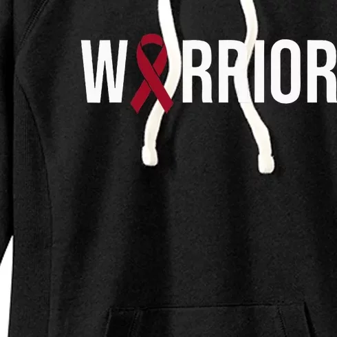 Multiple Myeloma Awareness Burgundy Ribbon Warrior Women's Fleece Hoodie