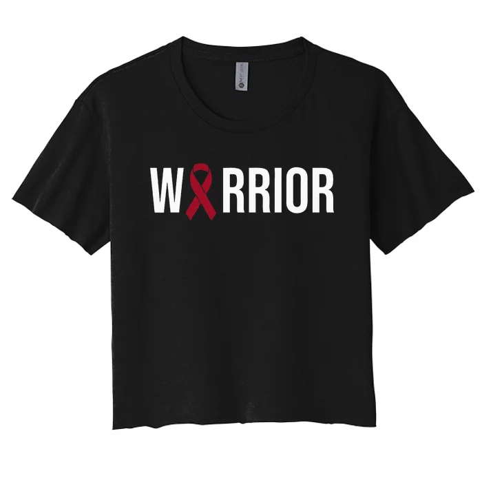 Multiple Myeloma Awareness Burgundy Ribbon Warrior Women's Crop Top Tee