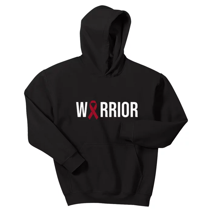 Multiple Myeloma Awareness Burgundy Ribbon Warrior Kids Hoodie