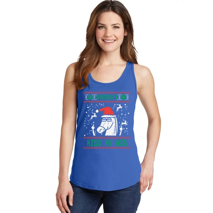 Merry My Ass Santa Horse Funny Ugly Christmas Xmas Gift Ladies Essential Tank