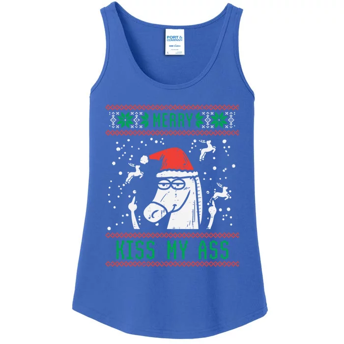 Merry My Ass Santa Horse Funny Ugly Christmas Xmas Gift Ladies Essential Tank