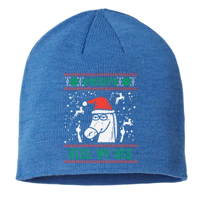 Merry My Ass Santa Horse Funny Ugly Christmas Xmas Gift 8 1/2in Sustainable Knit Beanie