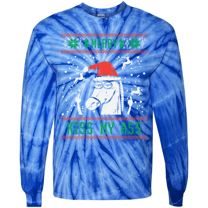 Merry My Ass Santa Horse Funny Ugly Christmas Xmas Gift Tie-Dye Long Sleeve Shirt