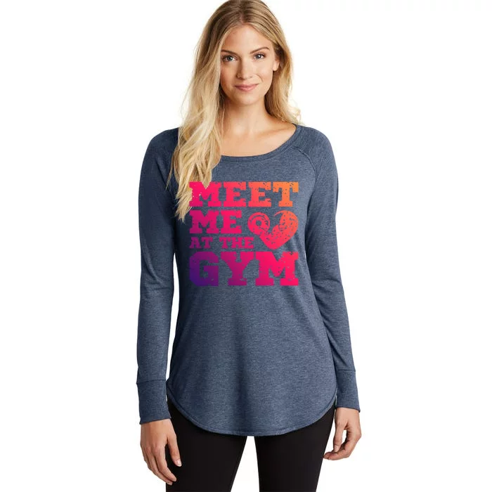 Meet Me At The Gym Funny Gym Quote Fitness Lovers Workout Gift Women's Perfect Tri Tunic Long Sleeve Shirt