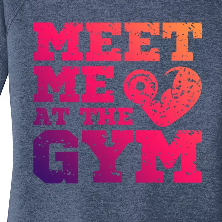 Meet Me At The Gym Funny Gym Quote Fitness Lovers Workout Gift Women's Perfect Tri Tunic Long Sleeve Shirt