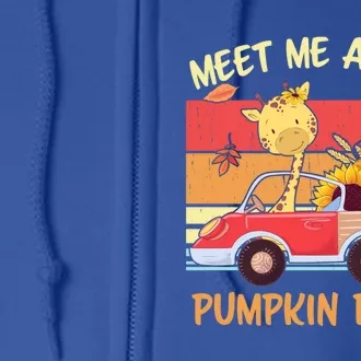 Meet Me At The Pumpkin Patch Thanksgiving Halloween Truck Gift Full Zip Hoodie