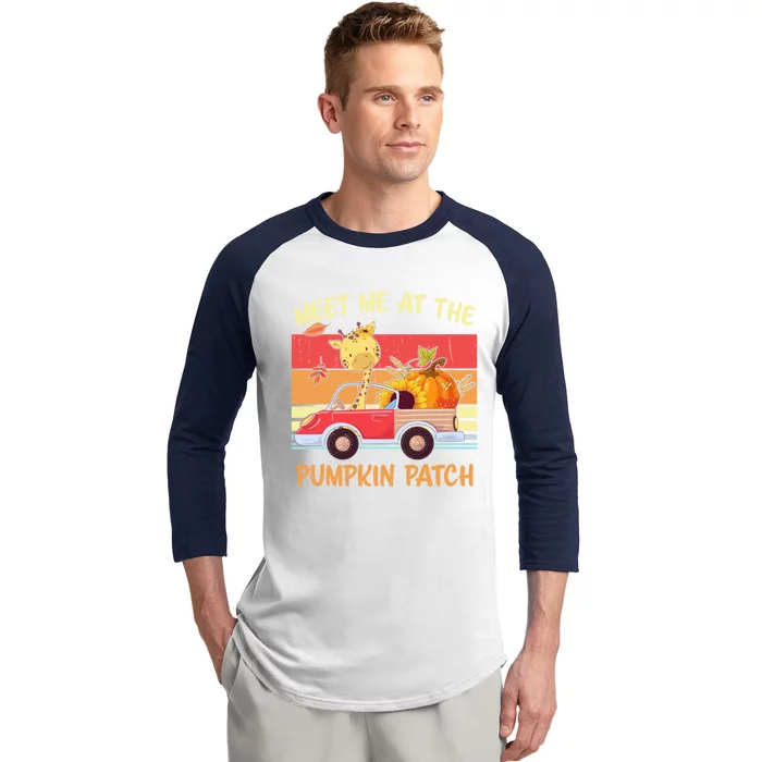 Meet Me At The Pumpkin Patch Thanksgiving Halloween Truck Gift Baseball Sleeve Shirt