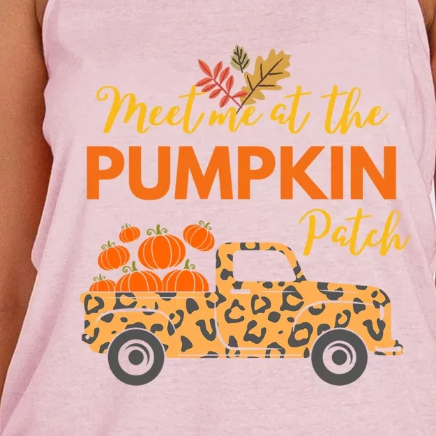 Meet Me At The Pumpkin Patch Thanksgiving Fall Pumpkin Gift Women's Knotted Racerback Tank