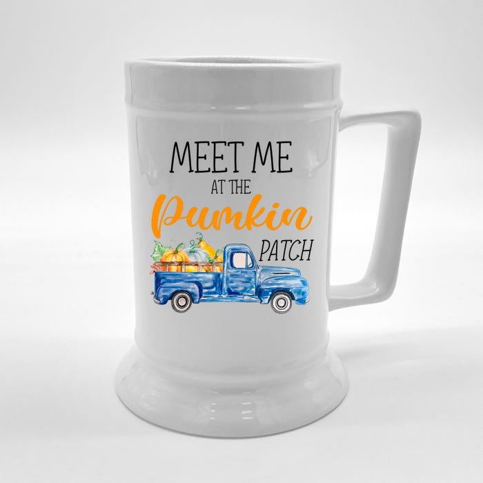 Meet Me At The Pumpkin Patch Cute Halloween Front & Back Beer Stein