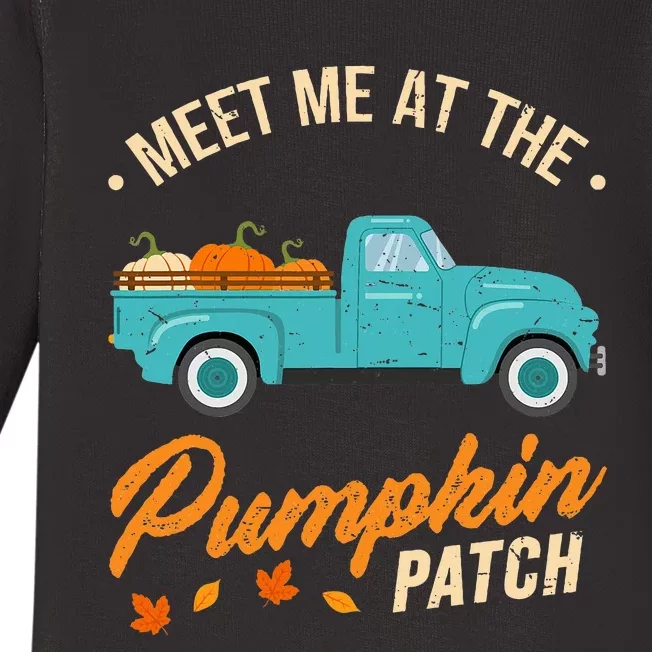 Meet Me At The Pumpkin Patch Truck Halloween Hello Fall 2024 Baby Long Sleeve Bodysuit