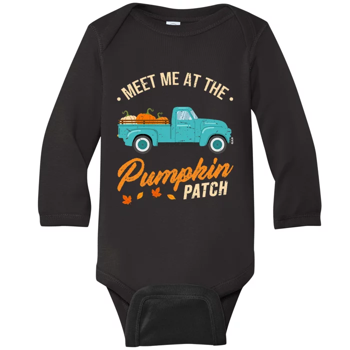 Meet Me At The Pumpkin Patch Truck Halloween Hello Fall 2024 Baby Long Sleeve Bodysuit