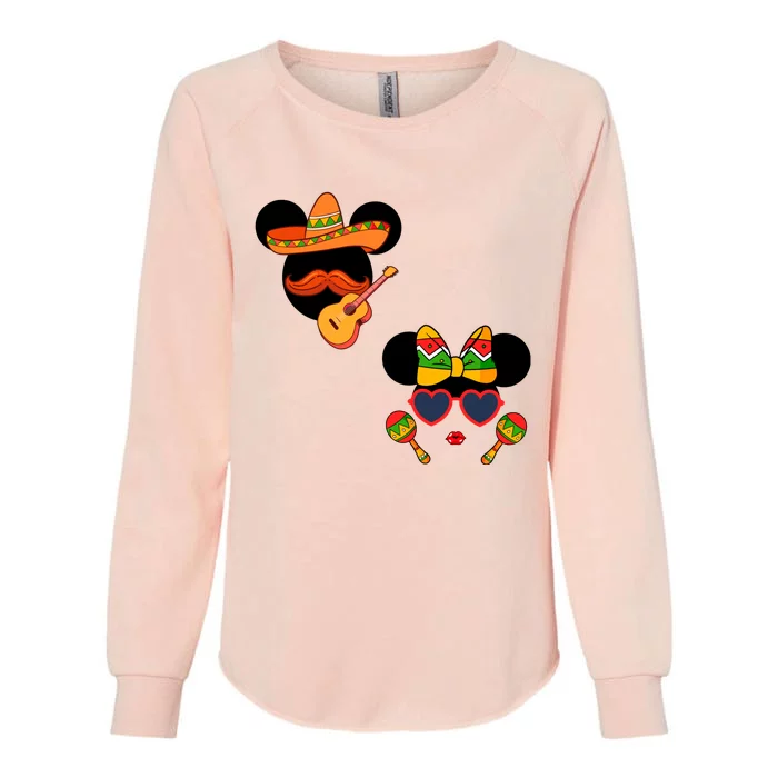 Mexican Mickey And Minnie Cinco De Mayo Couple Womens California Wash Sweatshirt