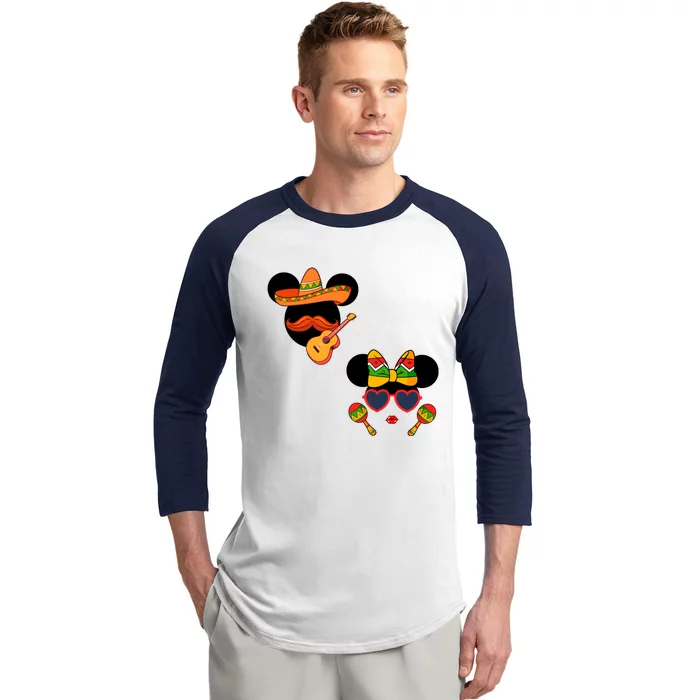 Mexican Mickey And Minnie Cinco De Mayo Couple Baseball Sleeve Shirt