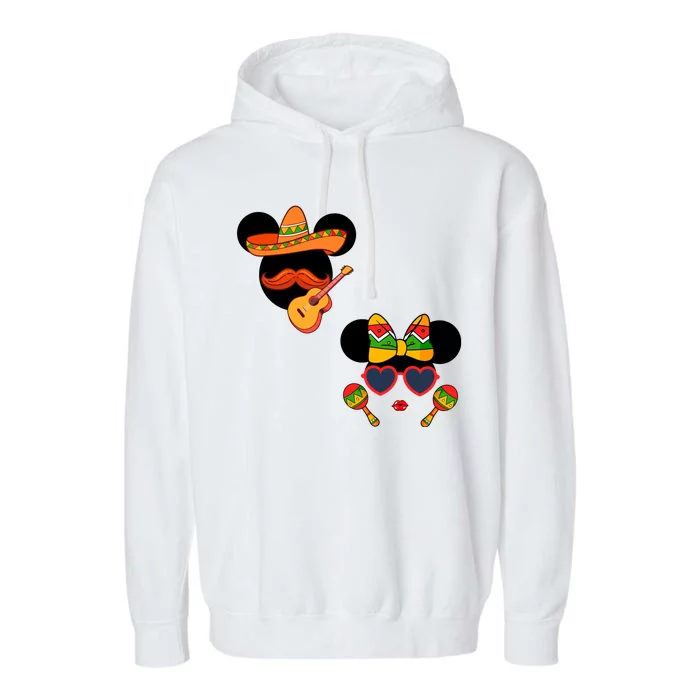 Mexican Mickey And Minnie Cinco De Mayo Couple Garment-Dyed Fleece Hoodie