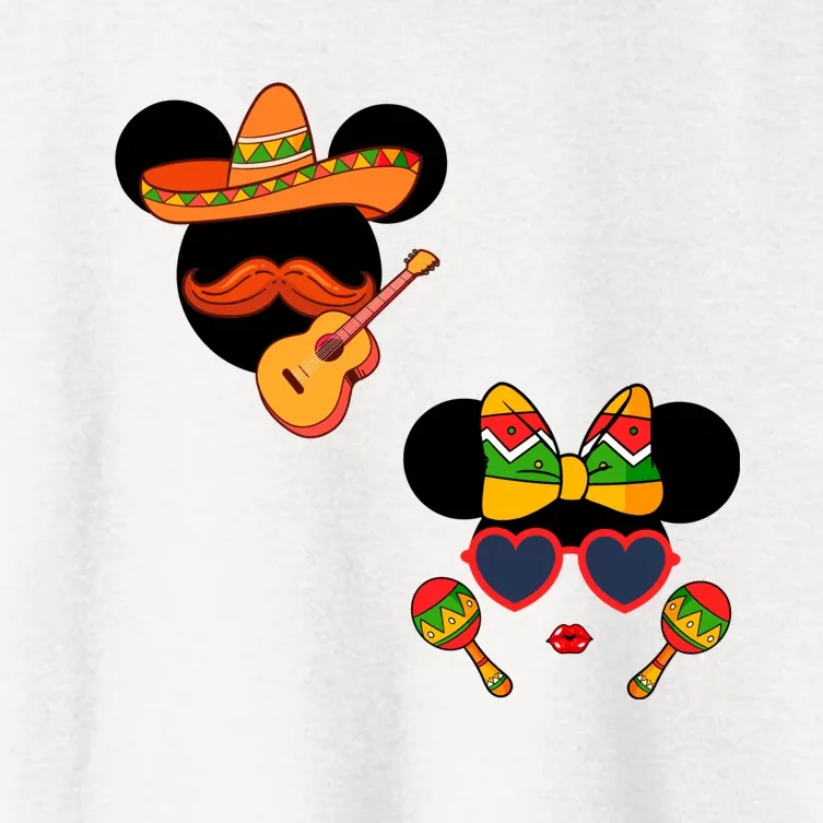 Mexican Mickey And Minnie Cinco De Mayo Couple Women's Crop Top Tee