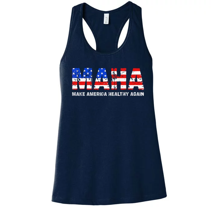 Maha Make America Healthy Again Us Patriotic 4th Of July Women's Racerback Tank