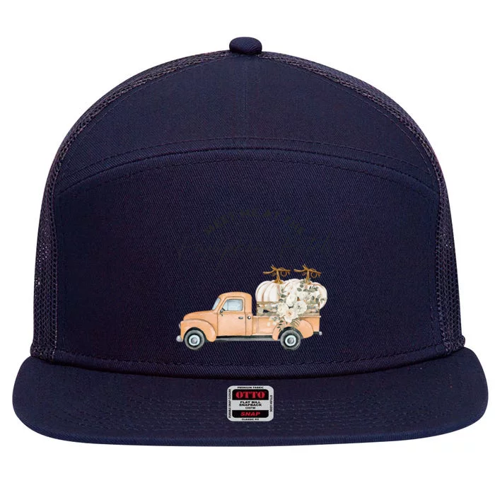 Meet Me At The Pumpkin Patch Truck Of Pumpkins Gift 7 Panel Mesh Trucker Snapback Hat