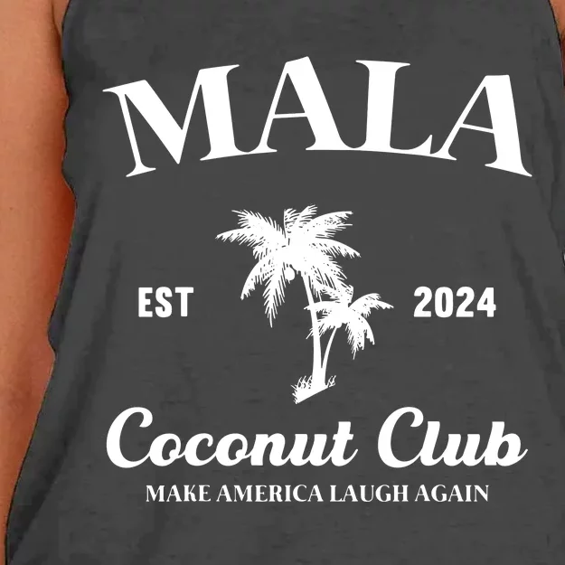 Mala Make America Laugh Again Coconut Club Women's Knotted Racerback Tank