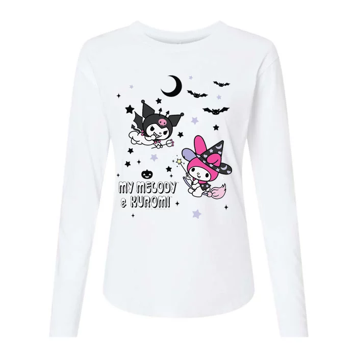 My Melody And Kuromi Halloween Womens Cotton Relaxed Long Sleeve T-Shirt