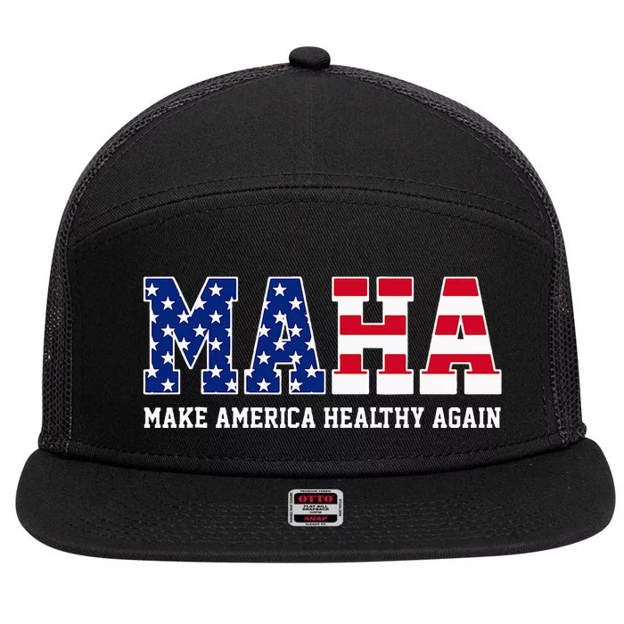 Maha Make America Healthy Again Us Patriotic 7 Panel Mesh Trucker Snapback Hat