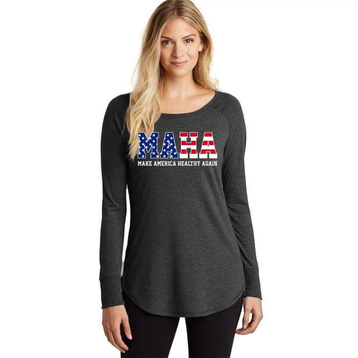 Maha Make America Healthy Again Us Patriotic Women's Perfect Tri Tunic Long Sleeve Shirt