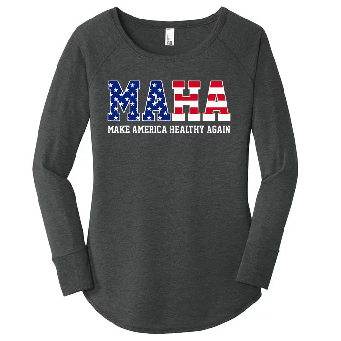 Maha Make America Healthy Again Us Patriotic Women's Perfect Tri Tunic Long Sleeve Shirt