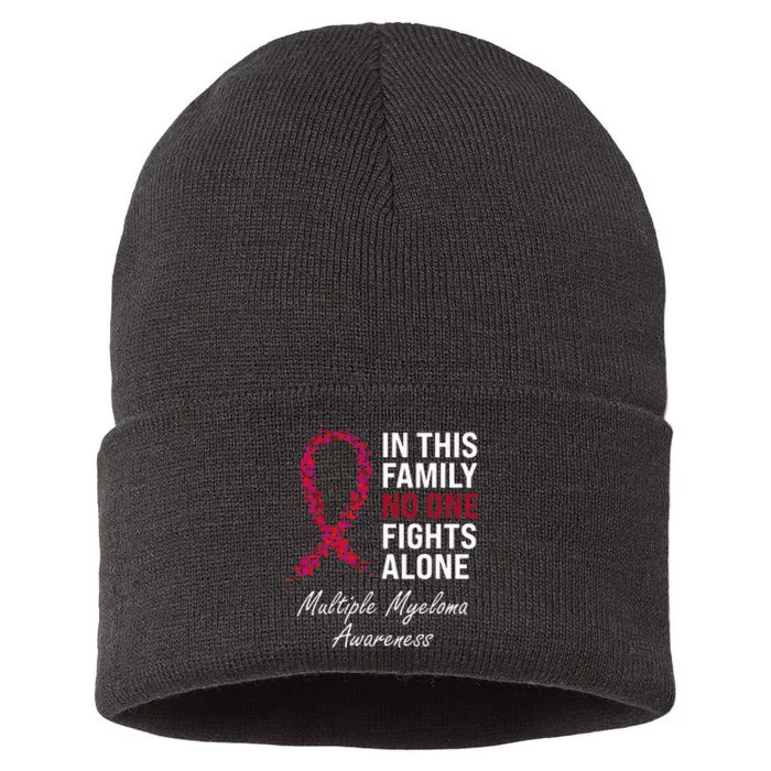 Multiple Myeloma Awareness Burgundy Ribbon Family Sustainable Knit Beanie