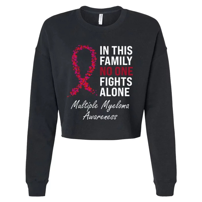 Multiple Myeloma Awareness Burgundy Ribbon Family Cropped Pullover Crew