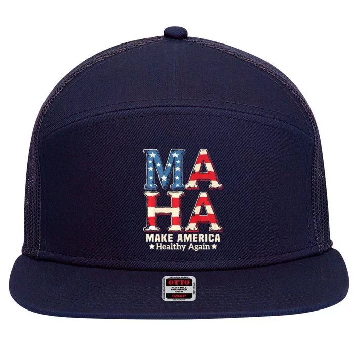 Maha Make America Healthy Again Trump Vance Kennedy 2024 7 Panel Mesh Trucker Snapback Hat