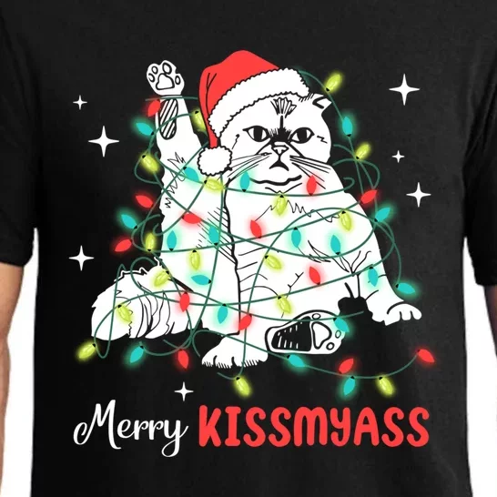 Merry My Ass Christmas Lights Xmas Cat Family Matching Meaningful Gift Pajama Set