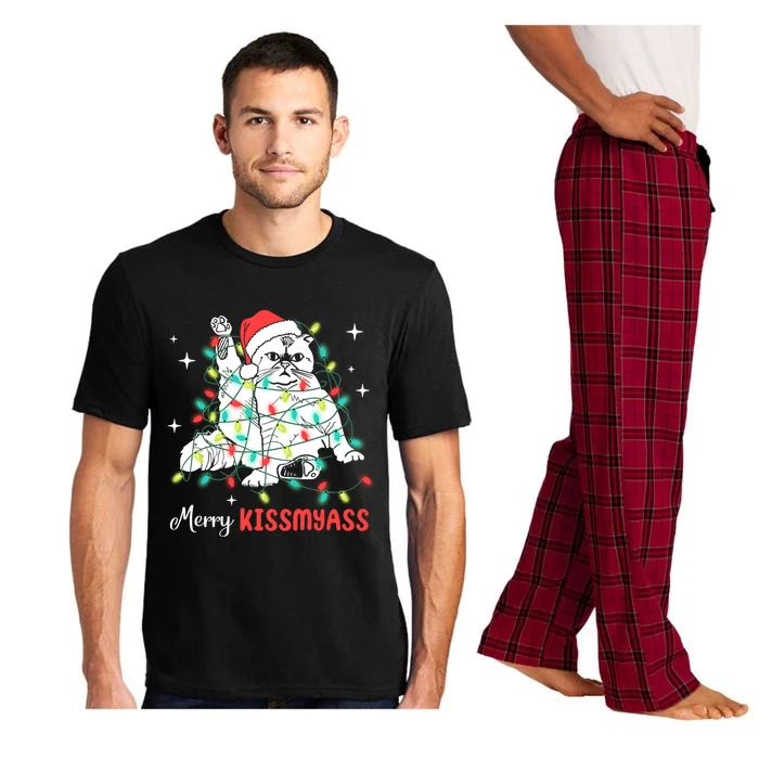 Merry My Ass Christmas Lights Xmas Cat Family Matching Meaningful Gift Pajama Set