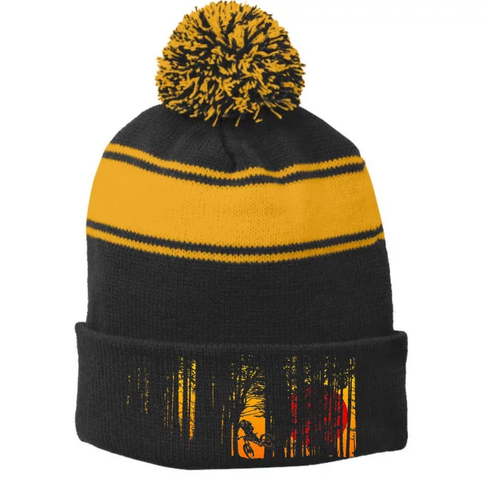 Mtb Mountain Bike Stripe Pom Pom Beanie