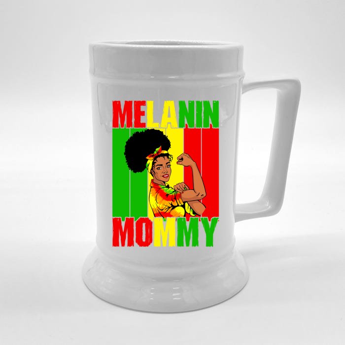 Melanin Mommy Black Juneteenth Mom Black History Mothers Day Gift Front & Back Beer Stein