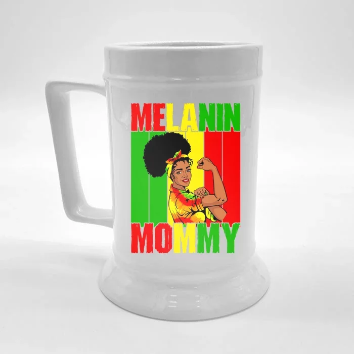 Melanin Mommy Black Juneteenth Mom Black History Mothers Day Gift Front & Back Beer Stein