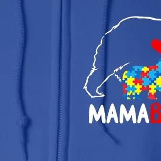 Mama Mom Bear Autism Awareness Puzzle Piece Autistic Mom Gift Full Zip Hoodie